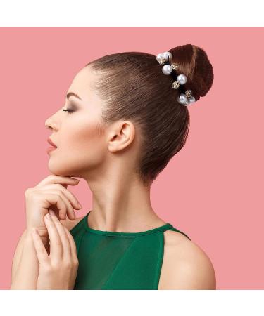 PAGOW 4PCS Black Elastic Hair Scrunchies with Pearls and Crystals | Hair Accessories for Women and Girls - Buy Online on GoSupps.com