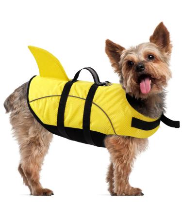 Cit toile life jacket dog small dogs swimming vests shark with handle and reflective life jacket for dogs with sharklose shark Shark Dog Life Jacket with good buoyancy yellow m yellow M