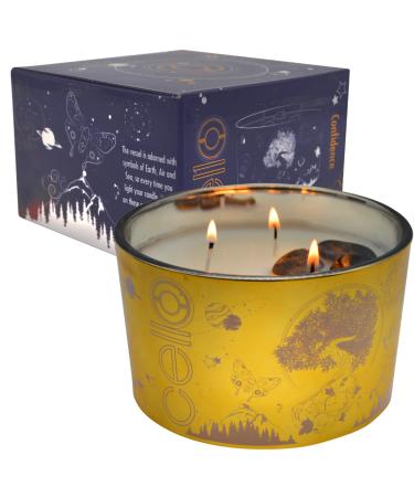 Cello Celestial Large Scented Candles with Tigers Eye Gemstones. A Crystal Candle The Perfect Astrology Gift. The Ideal Scented Candles Suitable Candles for Men and Candle Gifts for Women. Tigers Eye Large