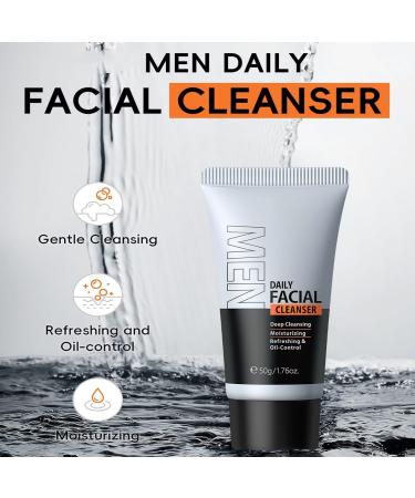 Invigorating Oil-Control Face Wash for Men: Gentle Ingredients for Deep Hydration and Effective Cleansing of Pores Acne and Blackheads(50g / 1.76oz) Grey - Buy Online on GoSupps.com