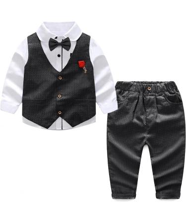 Nwada Boys 4pcs Gentleman Wedding Suit Set | Kids Blazer, Pants, Waistcoat, Shirt, Bowtie | Grey | 2-3 Years - Buy Online on GoSupps.com