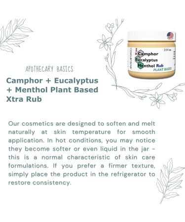 Camphor+Eucalyptus+Menthol Plant Based Xtra Rub with Organic Shea Butter Handmade with Menthol Camphor & Eucalyptus Soothing Refreshing & Moisturizing 2.5 fl oz - Buy Online on GoSupps.com