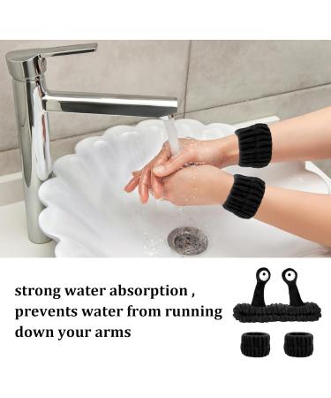 Spa Headband Wristband Set Makeup Head Band Soft Coral Fleece Head Wraps Snail Cartoon Elastic Skincare Hair Band Washing Face Shower Sports Beauty Skincare Black - Buy Online on GoSupps.com