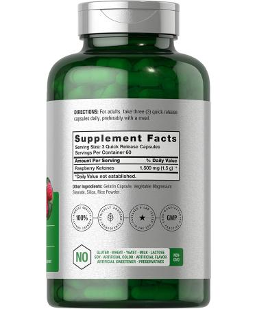 Raspberry Ketones 1500mg 180 Capsules Non-GMO Gluten Free Pills by Horbaach - Buy Online on GoSupps.com