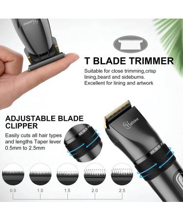 Hatteker Professional Hair Clippers and T-Blade Trimmer Kit for Men Cordless Beard Barber Clipper Hair Cutting Kit Haircut Grooming Kit IPX7 Waterproof - Buy Online on GoSupps.com