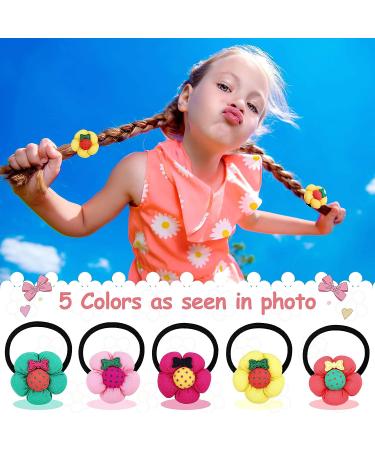 15-Piece Elastic Hair Bands with Flowers for Girls - Colorful Mini Bow Hair Ties for Toddler Ponytails - Buy Online on GoSupps.com