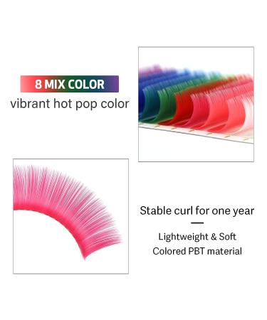 EMEDA Volume Lash Extensions Mix 8 Colored Easy Fan Self Fanning Volume Lashes D Curl 15mm - 15mm (Pack of 1) - Buy Online on GoSupps.com