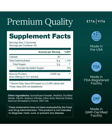 Dopamine Supplement - Sugar-Free Mucuna Pruriens Gummies (2g/serving) Energy & Focus Gummies - Potent Mucuna Pruriens Extract Supplement for Calm Mood and Motivation Vegan Non-GMO Gluten-Free 60ct - Buy Online on GoSupps.com