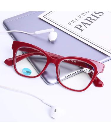 DOOViC Blue Light Filter Reading Glasses | Non-Prescription Square Frame | 4 Colors Available | MSD002 002c1 Red - Shop Internationally! - Buy Online on GoSupps.com