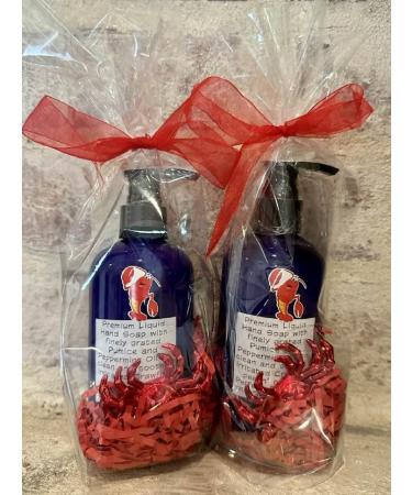 CRAB Soap SET OF 2! Hand Soap with Pumice and Peppermint Oil Seafood Odor Removing Liquid Soap 8 fl oz fish crab lobster clam bake crawfish boil