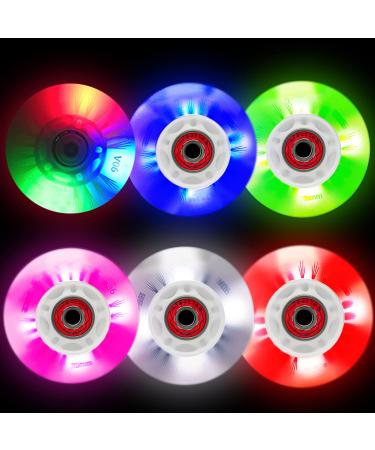 FYANER Light Up Inline Skate Wheels 4 Pack - Luminous Flash Inline Skates Replacement Wheel 80mm Blue