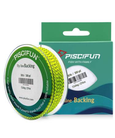 Piscifun Fly Line Backing, Braided Fly Backing Line with Orange, White, Fluorescent Yellow Color, 20lb, 30lb,100yd, 300yd Fluorescent Yellow/Black 20lb/100yd