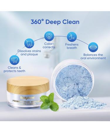 BodyAccel Teeth Whitening Powder Upgraded Probiotic Pearl Whitening Tooth Powder, Fluoride-Free Toothpaste for Coffee & Tea Stain Removal, 360 Clean Teeth, Fresh Breath - Buy Online on GoSupps.com