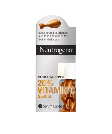 Neutrogena Rapid Tone Repair 20% Vitamin C Face Serum Capsules, Daily Facial Serum with Vitamin C to Help Brighten Skin Tone & Reduce Look of Dark Spots, 7 ct - Buy Online on GoSupps.com