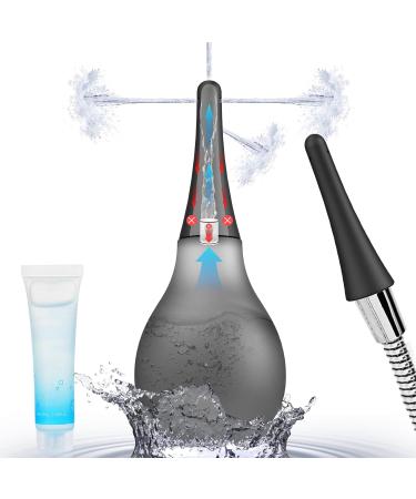 UNVOMI Enema Douche Anti Back-Flow Silicone Enema Reusable Anal Douche Cleaner Shower douche with 5 Spouts connected to shower hole - Semi-transparent -10oz