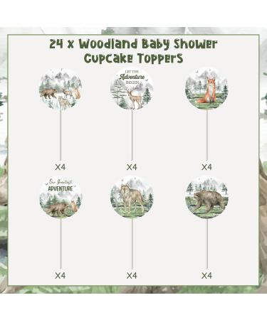 Let the Adventure Begin Baby Shower Decorations - 24pcs Woodland Creatures Cupcake Toppers Woodland Mountain Forest Jungle Safari Animal Cake Toppers for Our Greatest Adventure Party - Buy Online on GoSupps.com