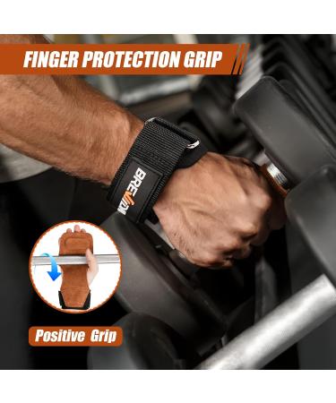 BREWIDAR Wrist Straps for Weightlifting 4mm Thick and Double Layered Leather Weight Lifting Wrist Straps for Deadlift and Powerlifting - Tiger Brown - Buy Online on GoSupps.com
