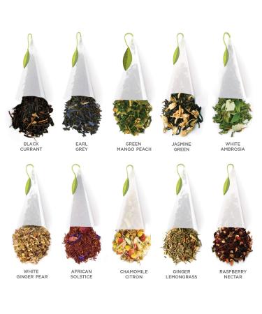 Tea Forte Assorted Classic Teas Petite Presentation Box Sampler Gift Set | 10 Handcrafted Pyramid Tea Infusers - Herbal, Black, Green, White - Buy Online on GoSupps.com