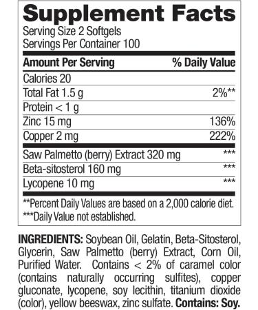Nature's Wonder Men's Prostate Formula with Saw Palmetto Beta-Sitosterol & Lycopene - 200 Softgels - Buy Online on GoSupps.com