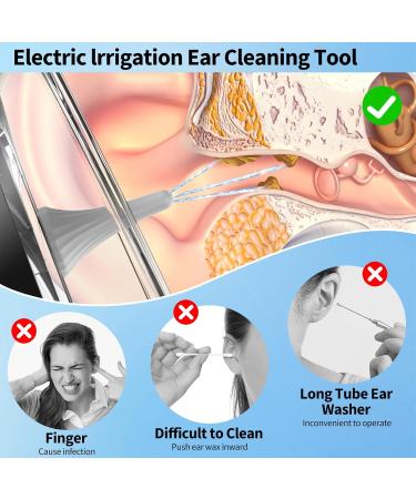 JDZ Ear Wax Removal Kit Electric Ear Cleaner with Irrigation Flushing System Safe & Effective Ear Cleaning Tool with LED Display 3 Pressure Modes 12 Tips IPX7 - Buy Online on GoSupps.com