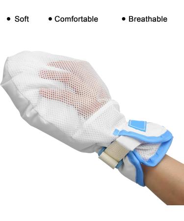 LIZEALUCKY Medical Hand Restraints Mitts for Dementia & Elderly - Breathable Mesh Thick Sponge Blue Safety Gloves - Buy Online on GoSupps.com