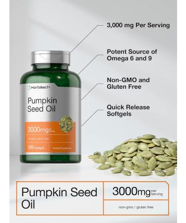 Horb ach Pumpkin Seed Oil | 3000mg | 120 Softgel Capsules | Cold Pressed Dietary Supplement | Non-GMO and Gluten Free Formula - Buy Online on GoSupps.com