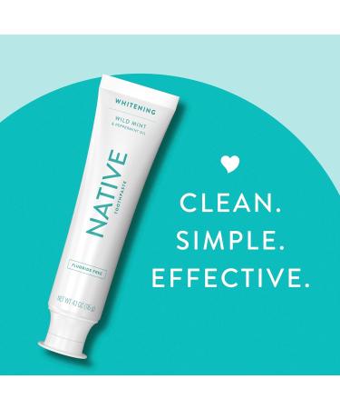Native Fluoride Free Toothpaste Whitening - for Adult Kids 2+ Oral Care - Wild Mint & Peppermint Oil Flavor 4.1oz (Pack of 3) - Buy Online on GoSupps.com