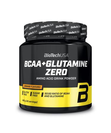 BioTechUSA BCAA + Glutamine Zero | 40 servings | Vegan | Sugar-free | Gluten-free | 2:1:1 BCAA ratio | 480 g | Orange
