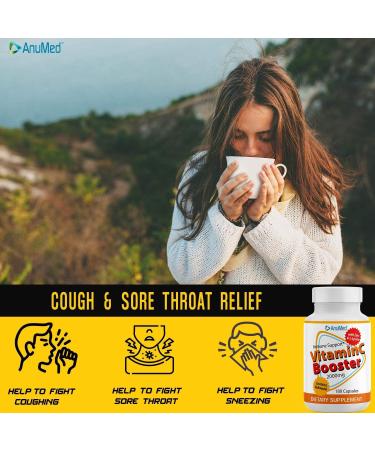 ANUMED Vitamin C 2000mg + Zinc 500mg + L-Lysine 500mg + Bioflavonoids 300mg - Immune System Booster | Antioxidants | Non GMO Gluten-Free Vegan (180 Capsules) - Buy Online on GoSupps.com