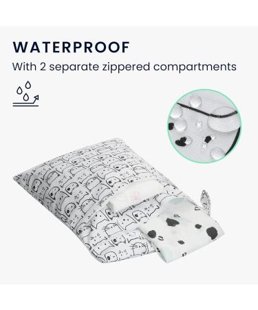 KWMobile Diaper Bag Wetbag - 2 Packs Water-Repellent 30x40cm - Ideal for Diapers Swimwear & Dirt - Stylish White Black & Brown - Buy Online on GoSupps.com