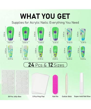 Green Carnival Medium Coffin Press-On Nails - 24pcs Acrylic Fake Nails with Designs for Women & Girls - Buy Online on GoSupps.com