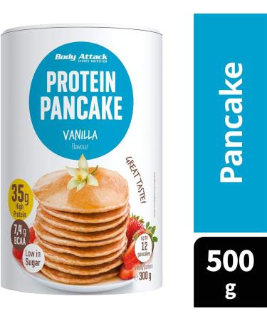 Body Attack Protein Pancake Mix - Vanilla | 35% Protein Low Sugar & Fat | 24 Fluffy Pancakes in 5 Minutes - 2x300g Pack - Buy Online on GoSupps.com