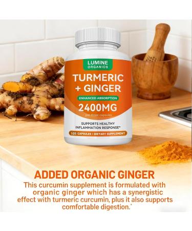 Lumine Organics Turmeric Curcumin Supplement with 95% Curcuminoids | 2400mg Turmeric Extract per Serving | 105 Capsules (2PCS) - Buy Online on GoSupps.com