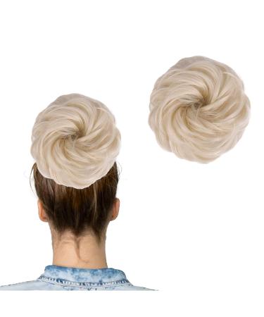 Messy Hair Bun Curly Wavy Hair Scrunchies Accessories Pieces for Women Girls Synthetic Updo Donut Ponytail Hair Extension Hair Accessories (Light Blonde)