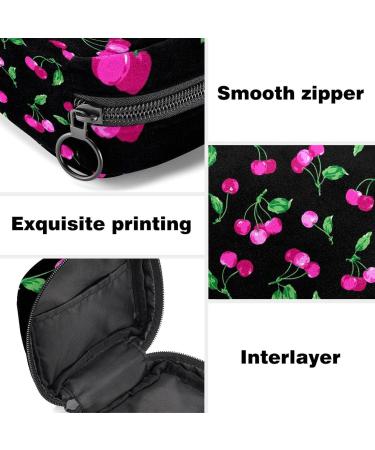 Stylish Menstruation Pad Bag with Zipper - Cute Pink Cherry Design for Women & Girls | Ideal Tampon & Napkin Organizer - Buy Online on GoSupps.com