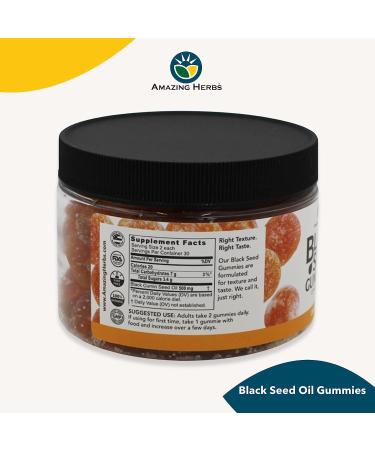 Organic Black Seed Oil Gummies - 500mg/Serving | Cold Pressed Nigella Sativa | Boost Immunity & Digestion | Orange Flavor - 60 Count - Buy Online on GoSupps.com