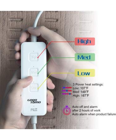 GOQOTOMO-HF-P Fast Heating Pad for Pain Relief - Moist/Dry Heat Therapy for Back/Waist/Abdomen/Shoulder/Neck Cramps - Auto-Off Feature - Buy Online on GoSupps.com