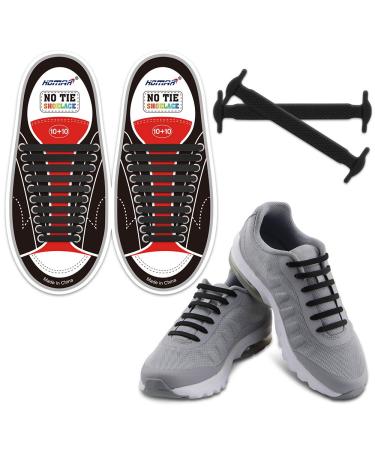 HOMAR No Tie Shoelaces for Kids and Adults Stretch Silicone Elastic No Tie Shoe Laces Adult Size Black Adult Size