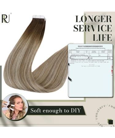 Runature Ombre Tape-In Extensions - Real Hair Brown & Blonde 55cm 20 Pieces #3/8/25 Remy Quality - Buy Online on GoSupps.com