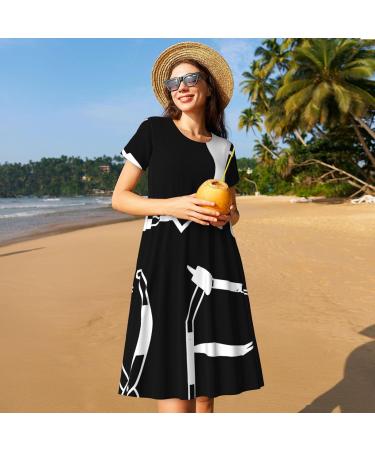 Love Tooth Dentist Dental Tools Women's Short Sleeved Round Neck Wedding Dress for Guests Black Small - Buy Online on GoSupps.com