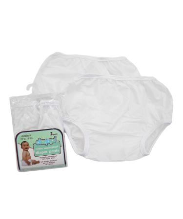Dappi Waterproof 100% Nylon Diaper Pants, White, Medium (2 Count) Medium (Pack of 2)