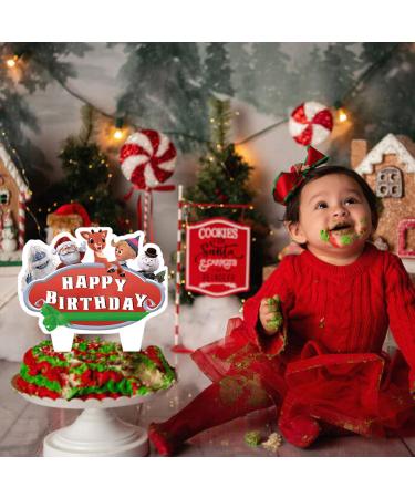Rudolph the Red Nosed Reindeer Birthday Party Cake Topper 37Pcs Christmas Song-themed Birthday Party Supplies Cupcake Decorations for Kids - Buy Online on GoSupps.com