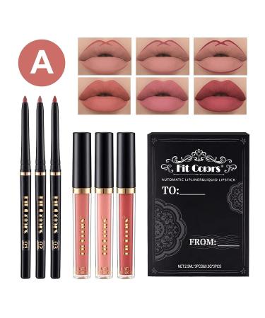 SUMEITANG 6Pcs Lip Liner and Lipstick Makeup Set - Waterproof Long Lasting Matte Nude Liquid Lipstick with Matching Lipliner Pencils - Perfect Lip Gloss Gift Set for Girls & Women - Buy Online on GoSupps.com