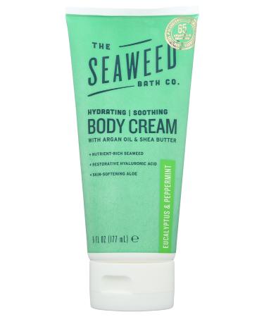 The Seaweed Bath Co. Hydrating Soothing Body Cream  Eucalyptus & Peppermint Scent  Nutrient Rich Seaweed  Argan Oil  Aloe  Vegan  Paraben Free  6 Oz (Pack of 1)
