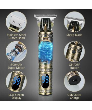 Uraqt Haircutor: Professional Men's Hair Trimmer & Beard Trimmer with LED Display - Precision Cutting USB Charging Bronze Finish - Buy Online on GoSupps.com