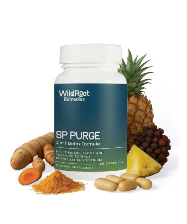 SP Purge Spike Detox Supplement | Foreign Protein Cleanse with 5000 FU/g Nattokinase & Bromelain | Immune & Inflammatory Support | Turmeric & Boswellia Blend | Vegan | Made in USA | 60 Capsules