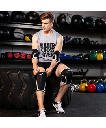 AEOLOS 7mm Compression Knee Sleeves (1 Pair) for Heavy-Lifting, Squats, Gym - Large Black - Buy Online on GoSupps.com