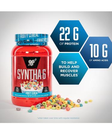Syntha-6 Whey Protein Powder | High Protein Whey Protein Concentrate Whey Protein isolate Milk Protein Isolate & Micellar Casein | 22g Protein 10g EAAs Essential Amino Acids | 2.91LB 28 Servings (Fruity Cereal) Fruity Cereal 28 Servings (Pack of 1) - Buy Online on GoSupps.com