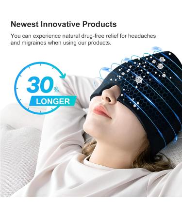 ABRVUAHM Migraine Relief Cap Reusable Cold Hot Therapy Migraine and Headache Relief Cap Cold Pack with Head Wrap for Stress Relief Tension Headache Sinus Stress Puffy Eyes (Black) - Buy Online on GoSupps.com