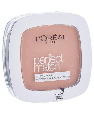 L'Or al Paris Powder Make Up Matting Compact Powder with SPF 8 including mirror and sponge Perfect Match Powder No. 7.d/7.W Golden Amber 9 g 7.d/7.W Golden Amber 9 g (1 pack) - Buy Online on GoSupps.com